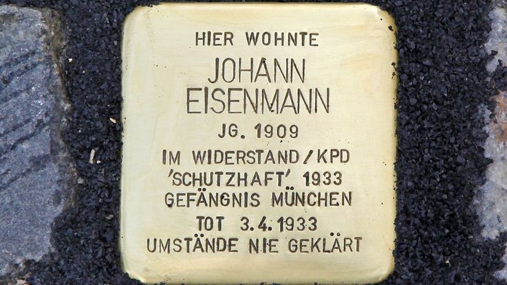 Stumbling block in memory of Johann Eisenmann, Photo: City of Dachau