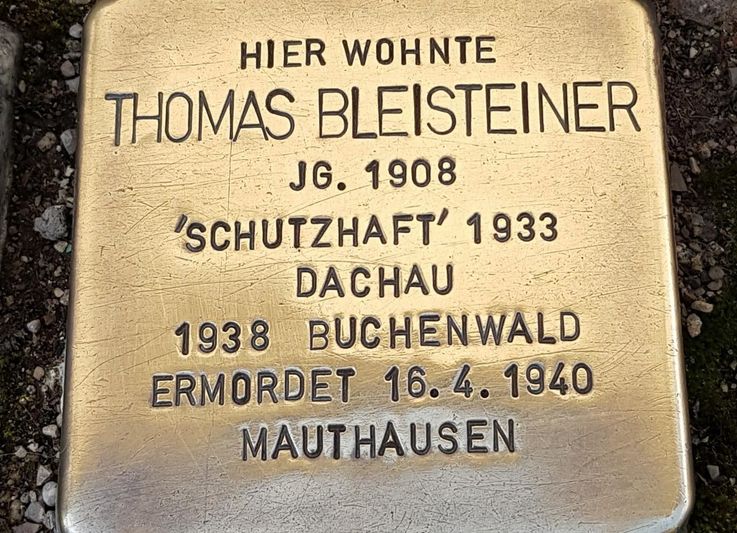 Stumbling stone in memory of Thomas Bleisteiner