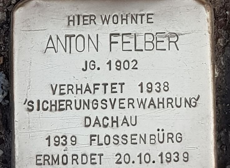 Stumbling stone Anton Felber in Dachau
