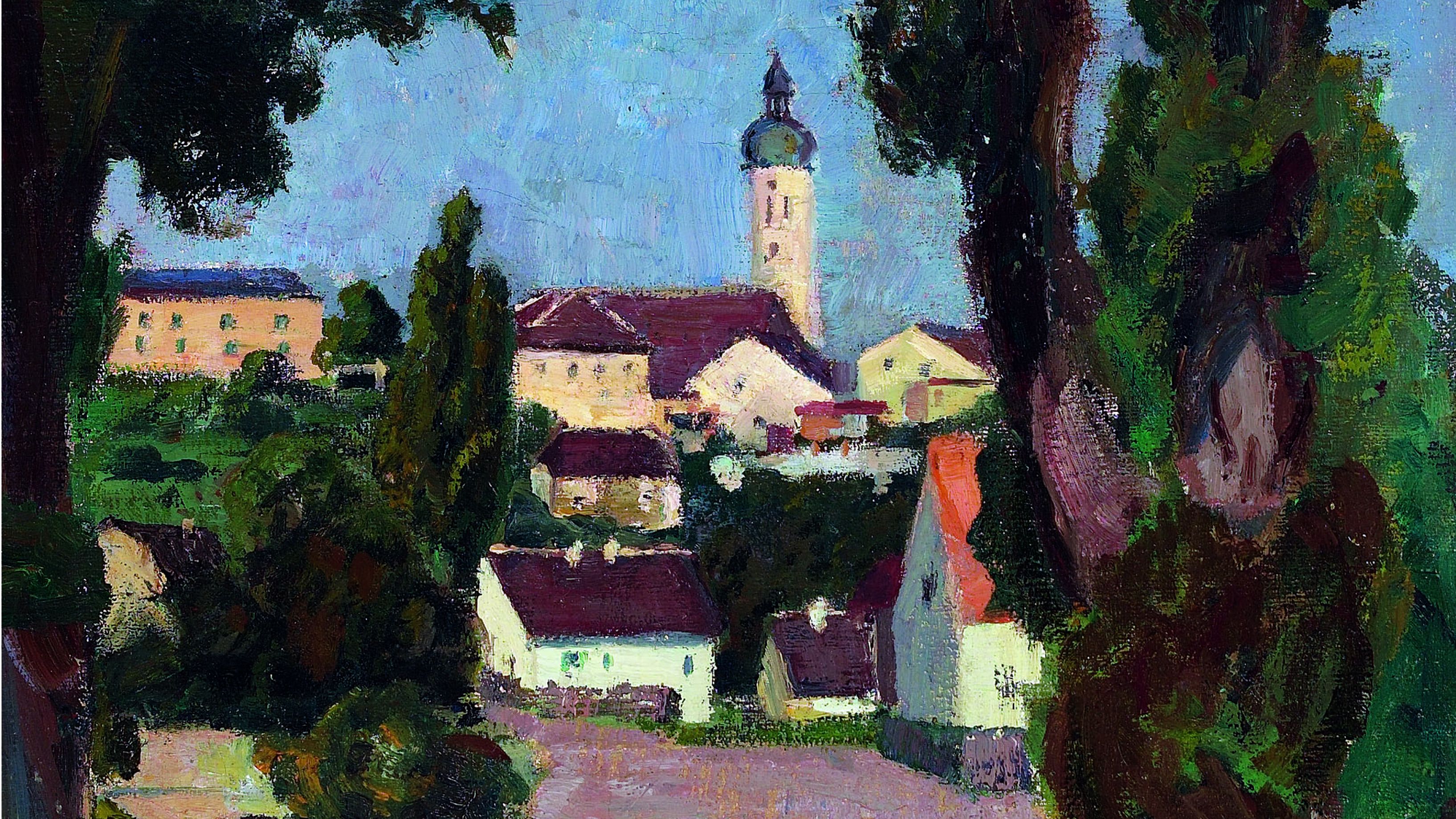 Painting by Lily Hildebrandt-Uhlmann, "Blick auf Dachau vom unteren Markt"