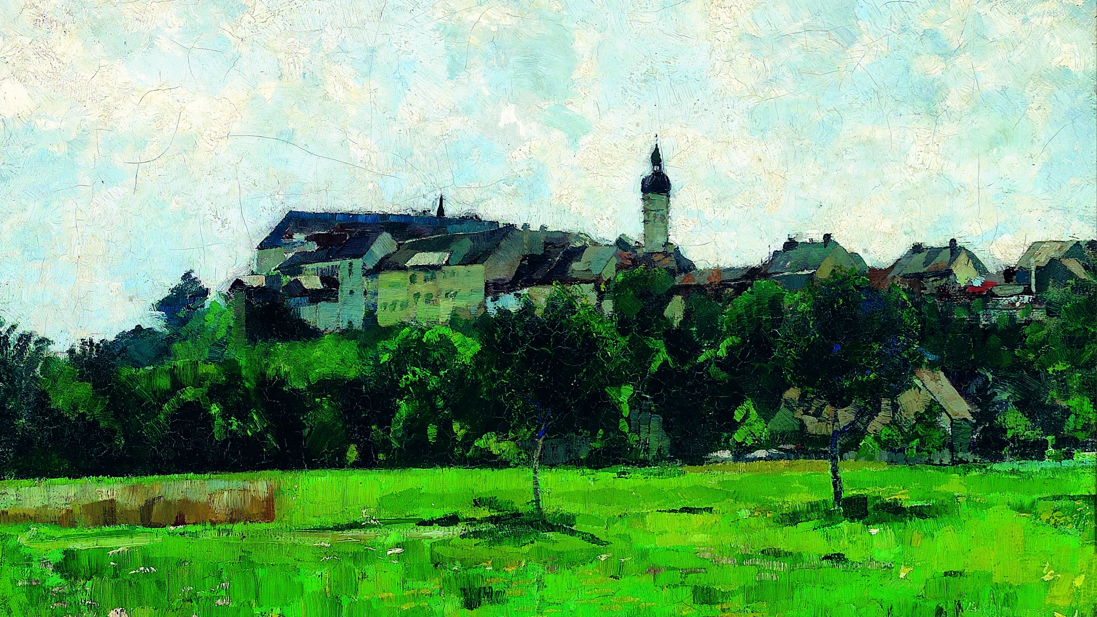 Painting Schröder-Tapiau,"Ansicht von Dachau", [View of Dachau], c. 1912