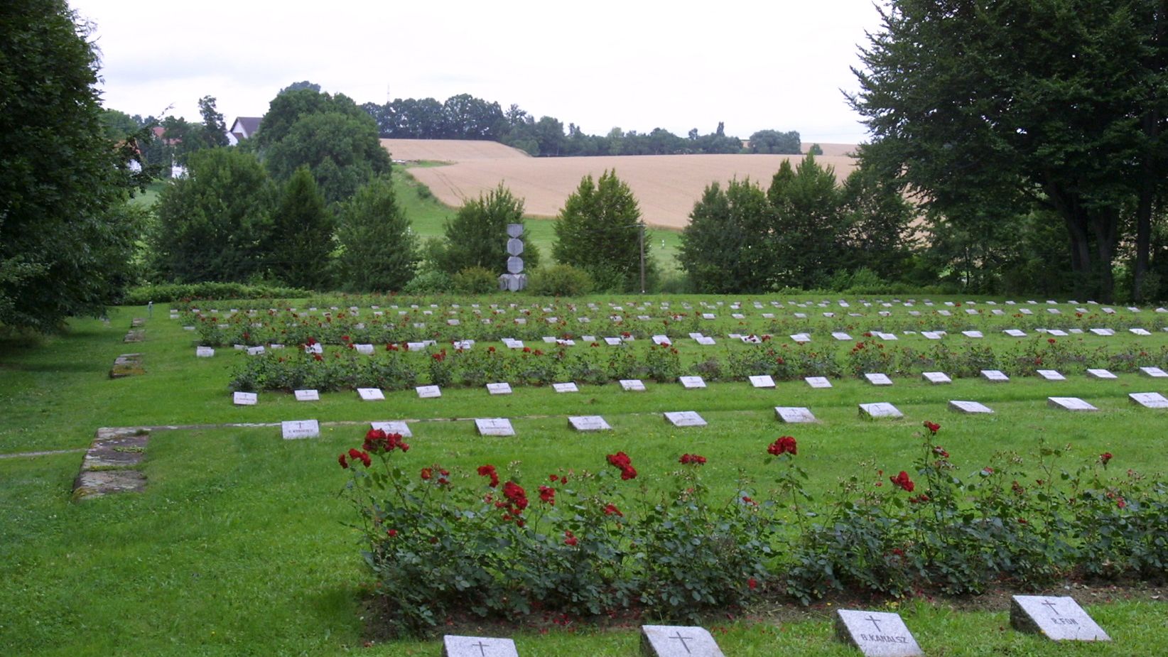 Gräber ehemaliger KZ-Häftlinge auf dem Waldfriedhof Dachau Foto des Waldfriedhofs Dachau mit Gräbern ehemaliger KZ-Häftlinge, Foto: Stadt Dachau