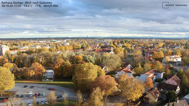 Webcam Dachau, Blick auf die untere Stadt im Herbst