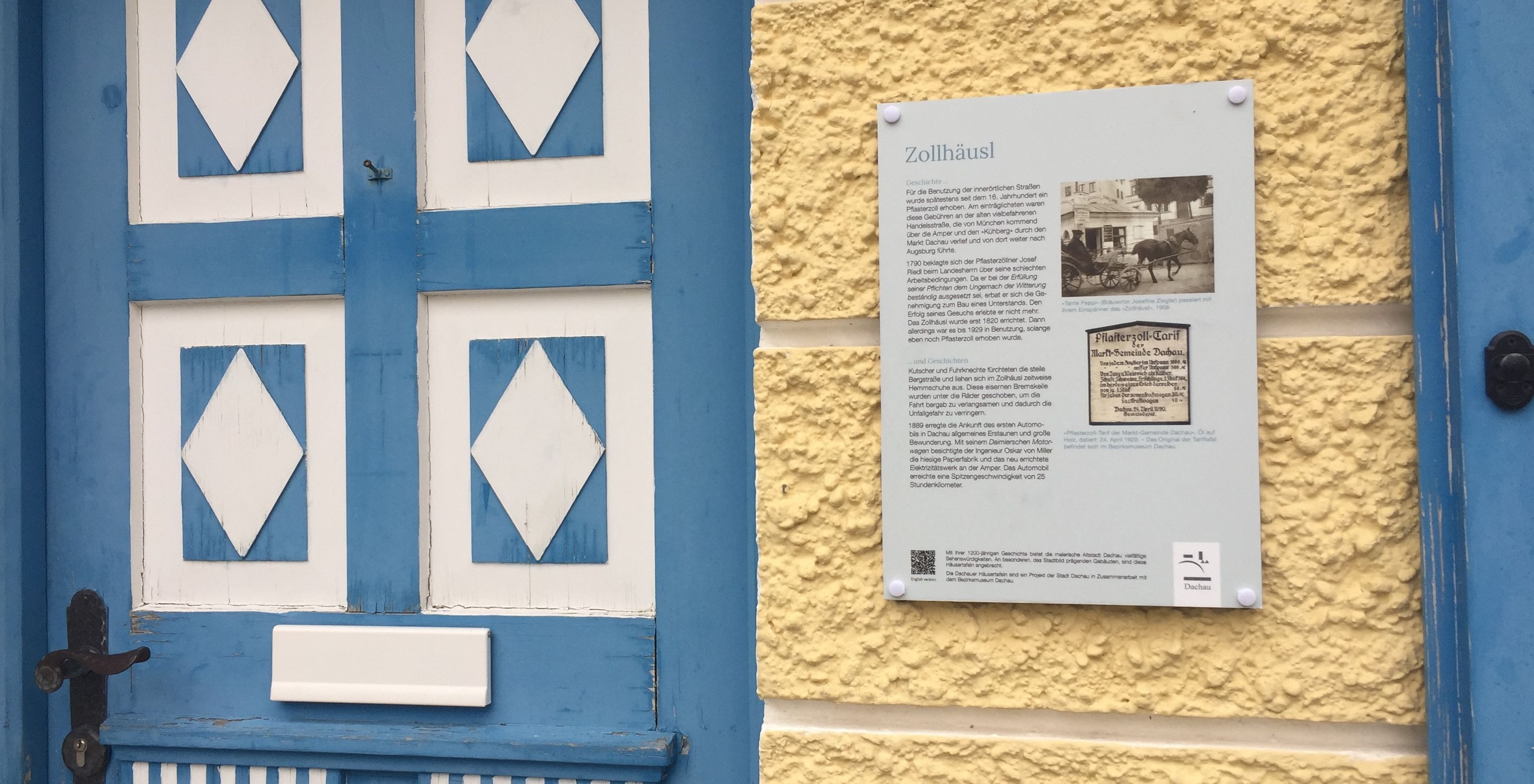 Häusertafel am Zollhäusl in Dachau