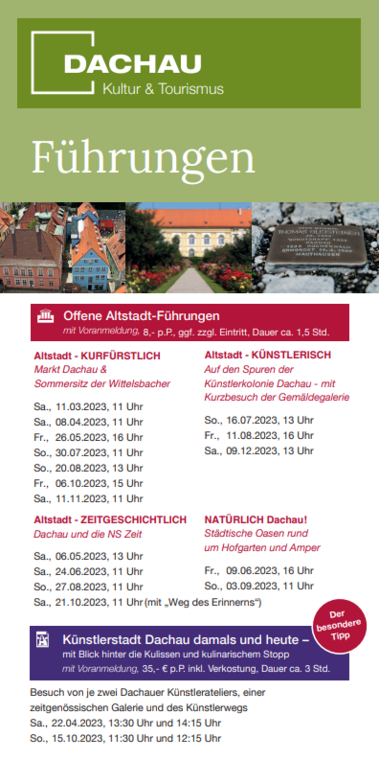 Titelseite des Flyer "Stadtführungen in Dachau"