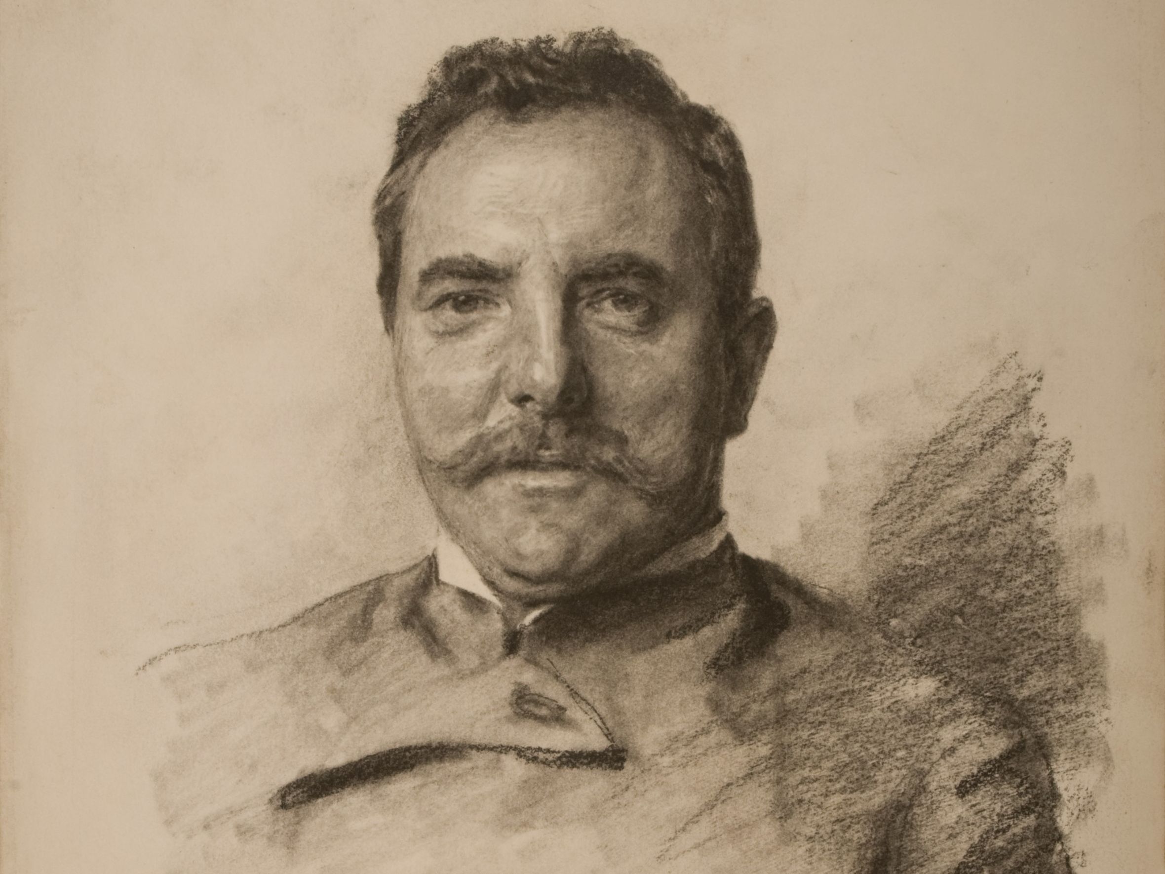 Portrait von Hermann Stockmann, 1909, Kohle auf Papier, 34 x 25 cm, re. u. sign., dat. “AL Ratzka 30. Juni 1909”
