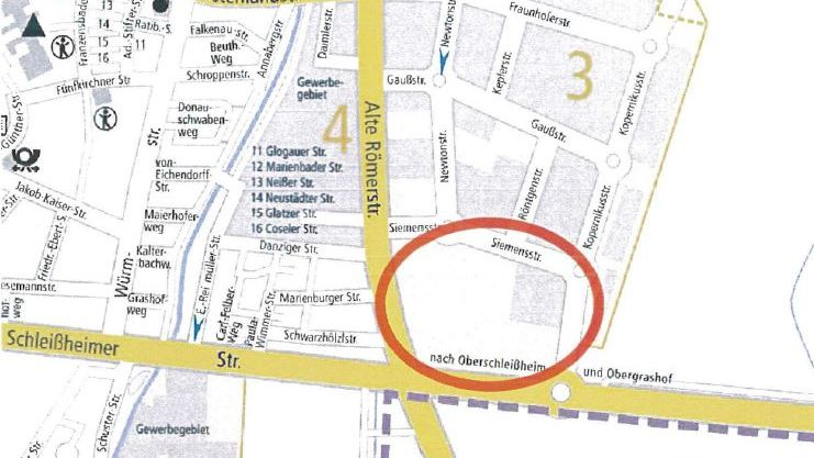 Lagekarte Südlich Siemensstraße