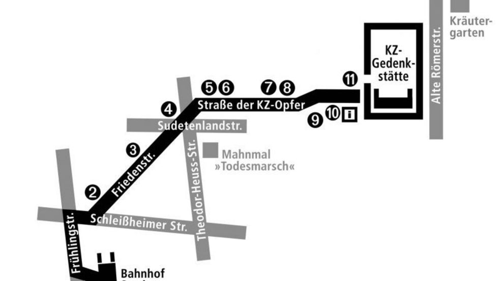 Übersichtsplan der Stationen des Weg des Erinnerns