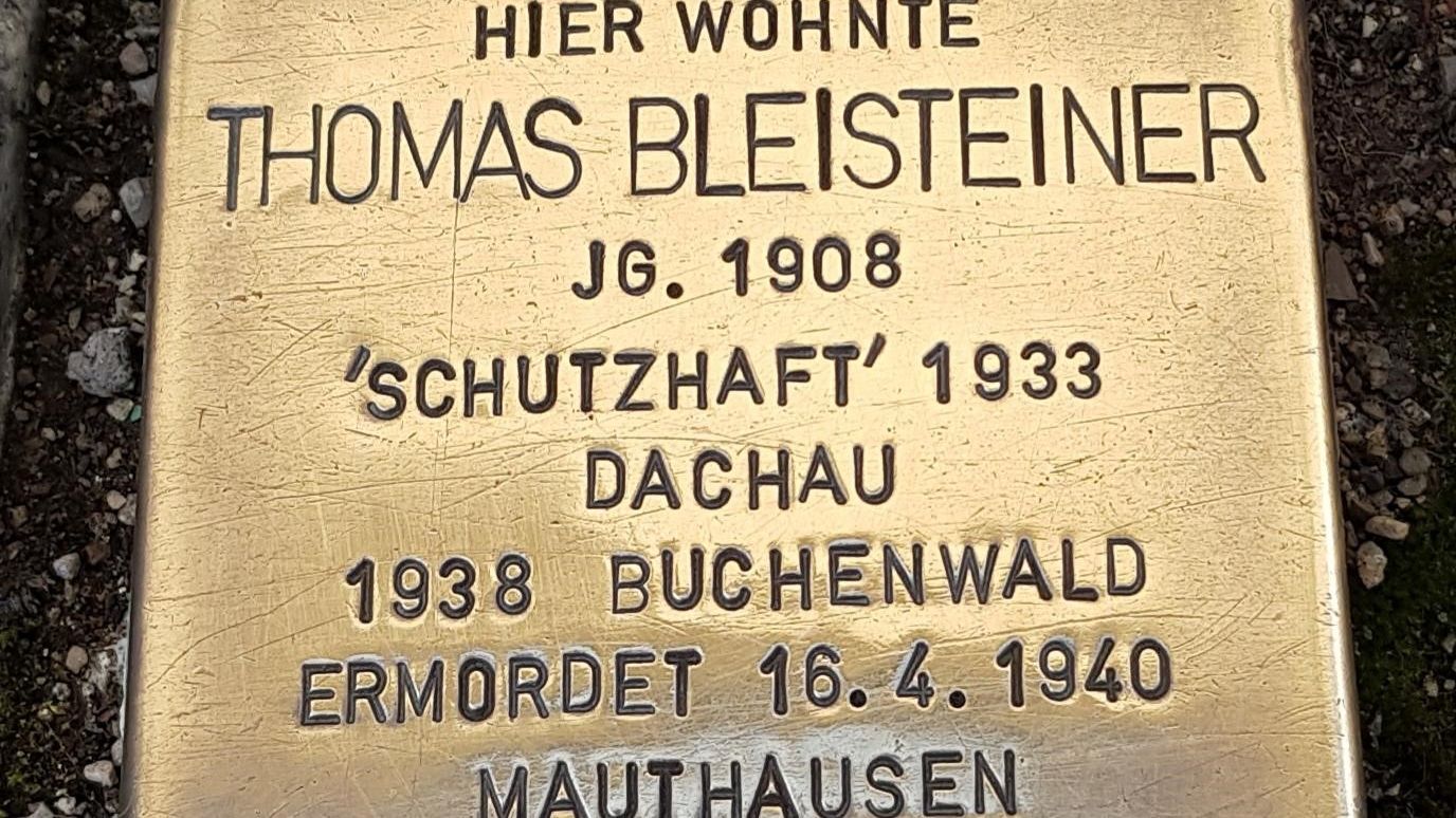 Stumbling stone in memory of Thomas Bleisteiner